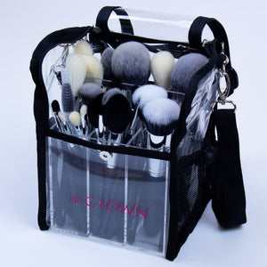 CLEAR BRUSH ORGANISER BAG WITH STRAPS